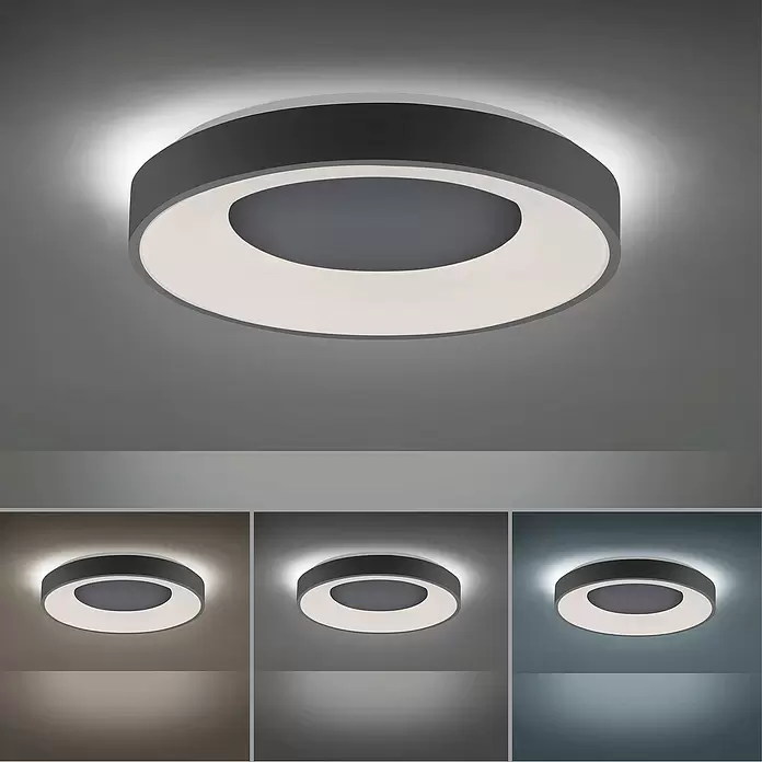 LeuchtenDirekt LED-Deckenleuchte rund - 30 W, Ø x H: 48 x 7,8 cm, Anthrazit, Sonstige - Stimmungsaufnahme