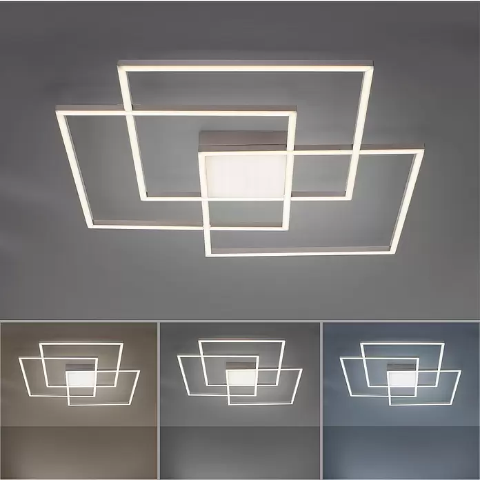 LeuchtenDirekt Plafón LED Asmin - 12 W, L x An x Al: 75 x 75 x 6 cm, Blanco frío - Foto ambiente