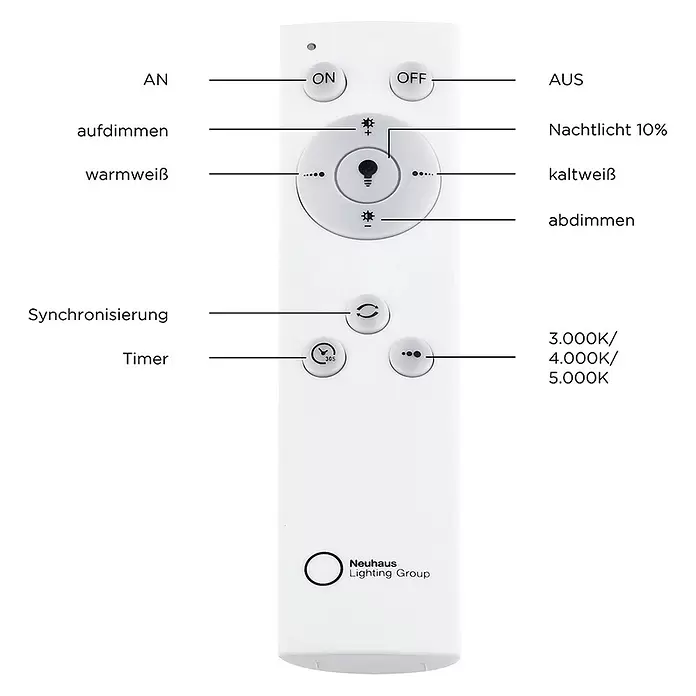 LeuchtenDirekt LED-Deckenleuchte rund - 30 W, Ø x H: 48 x 7,8 cm, Anthrazit, Sonstige - Skizze