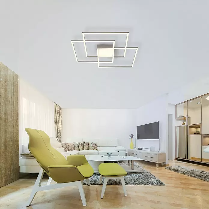 LeuchtenDirekt Plafón LED Asmin - 12 W, L x An x Al: 75 x 75 x 6 cm, Blanco frío - Foto ambiente