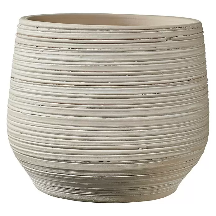 Soendgen Keramik Übertopf rund Ravenna - Außenmaß (Ø x H): 12 x 11 cm, Creme, Keramik - Vorderansicht