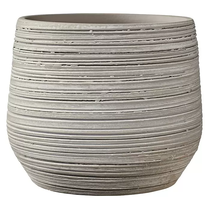 Soendgen Keramik Übertopf rund Ravenna - Außenmaß (Ø x H): 12 x 11 cm, Greige, Keramik - Vorderansicht