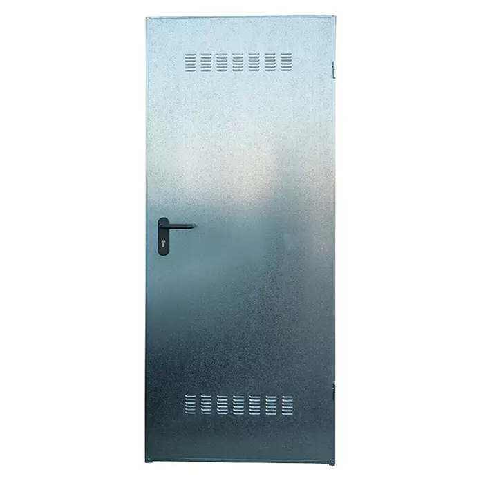 Novoferm Puerta metálica Super Standard Galvanizada con rejilla - 77,5 x 203,5 cm, Apertura según normativa: Izquierda - Vista frontal