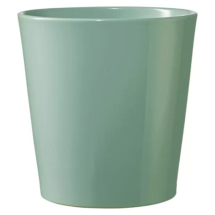 Soendgen Keramik Übertopf rund Dallas Breeze - Außenmaß (Ø x H): 14 x 13 cm, Gletscherblau, Keramik, Glänzend - Vorderansicht