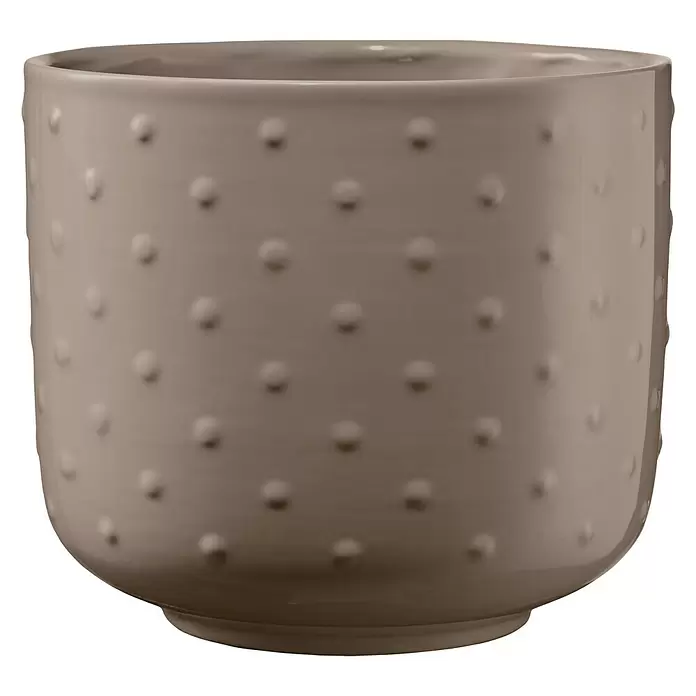 Soendgen Keramik Übertopf rund Baku Pearl - Außenmaß (Ø x H): 19 x 17 cm, Greige, Keramik, Glänzend - Vorderansicht
