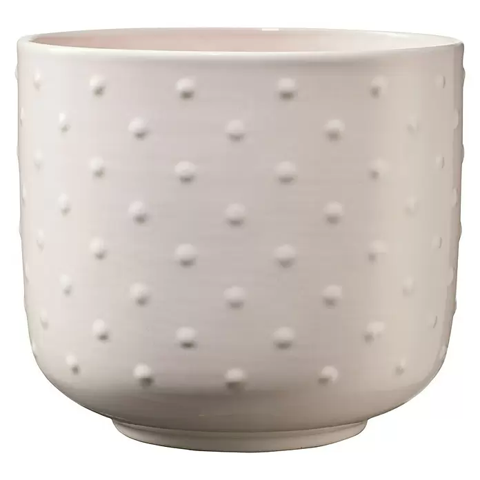 Soendgen Keramik Übertopf rund Baku Pearl - Außenmaß (Ø x H): 16 x 14 cm, Creme rosa, Keramik, Glänzend - Vorderansicht