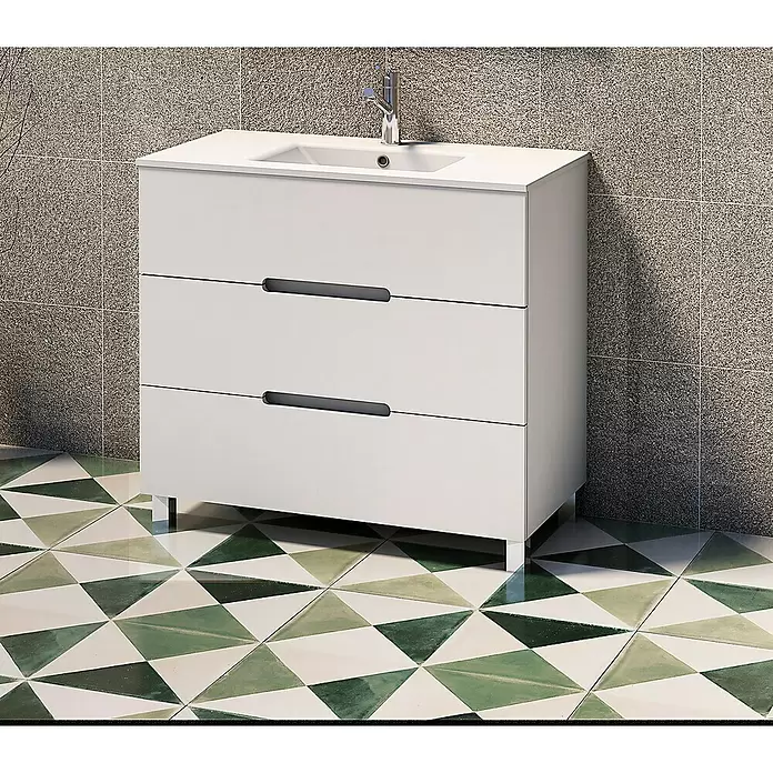 Mueble de lavabo Lanza - L x An x Al: 38,6 x 80 x 83,3 cm, Blanco - Foto ambiente