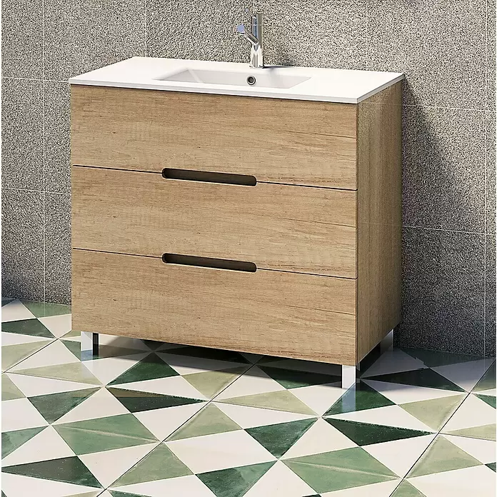 Mueble de lavabo Lanza - L x An x Al: 44,6 x 80 x 83,3 cm, Nature - Foto ambiente