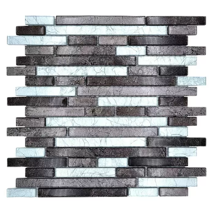 Mozaïektegel verband glas XCM 8BS38 - 30 x 30 cm, Zilver/Zwart, Glanzend - Bovenaanzicht