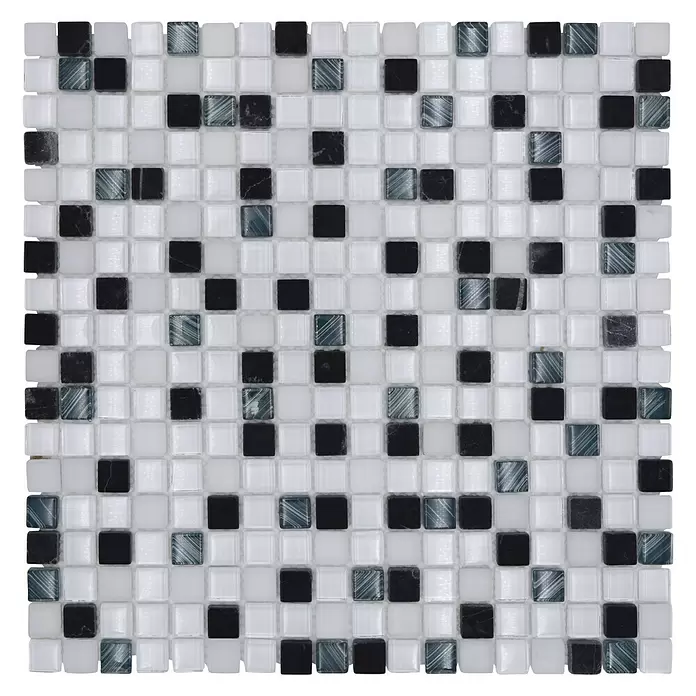 Mozaïektegel vierkant glas Mix XCM M740 - 30 x 30 cm, Wit/grijs, Glanzend - Bovenaanzicht