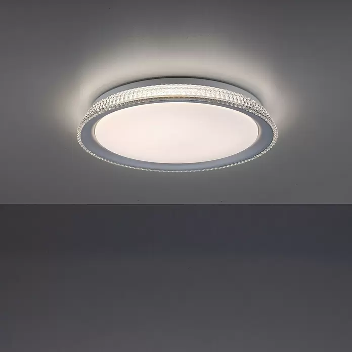 LeuchtenDirekt LED-Deckenleuchte rund - 24 W, Ø x H: 40 x 7,4 cm, Silber, Tageslichtweiß - Stimmungsaufnahme