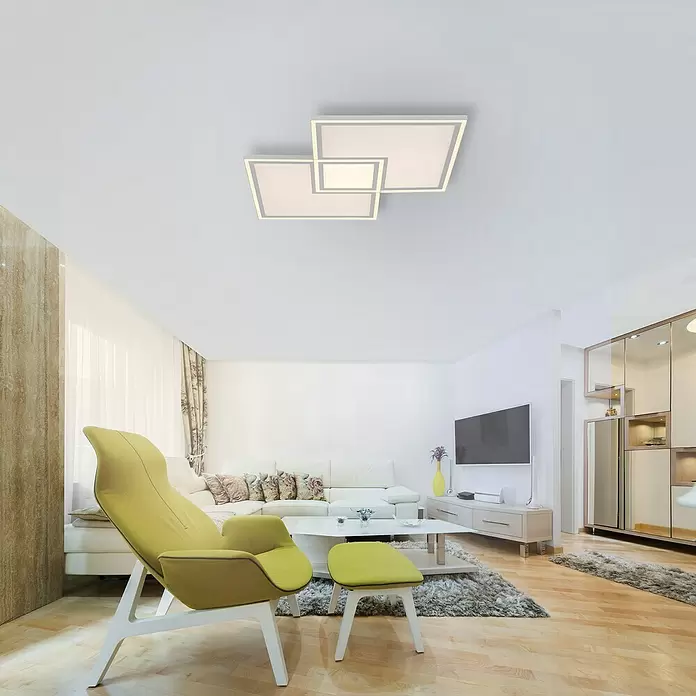 LeuchtenDirekt LED-Deckenleuchte - 59 W, L x B x H: 67,7 x 67,7 x 5,8 cm, Weiß, Sonstige - Stimmungsaufnahme