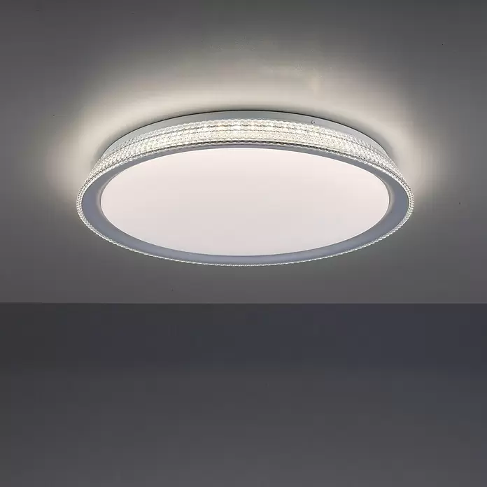 LeuchtenDirekt LED-Deckenleuchte rund - 40 W, Ø x H: 51 x 8 cm, Silber, Tageslichtweiß - Stimmungsaufnahme