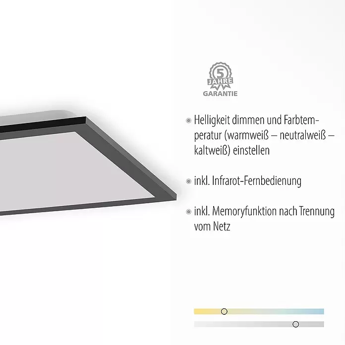 LeuchtenDirekt LED-Panel - 37 W, L x B x H: 119,5 x 29,5 x 7 cm, Schwarz, Sonstige