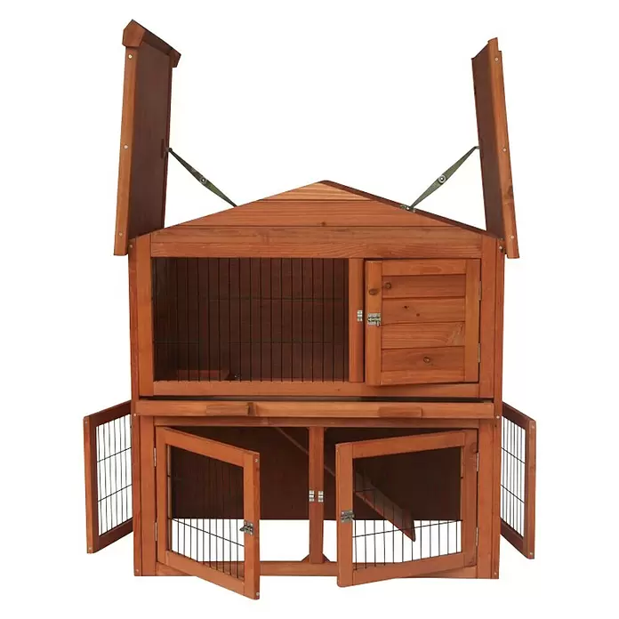 Kleintierstall - L x B x H: 101,5 x 54,5 x 100 cm, Braun - Vorderansicht