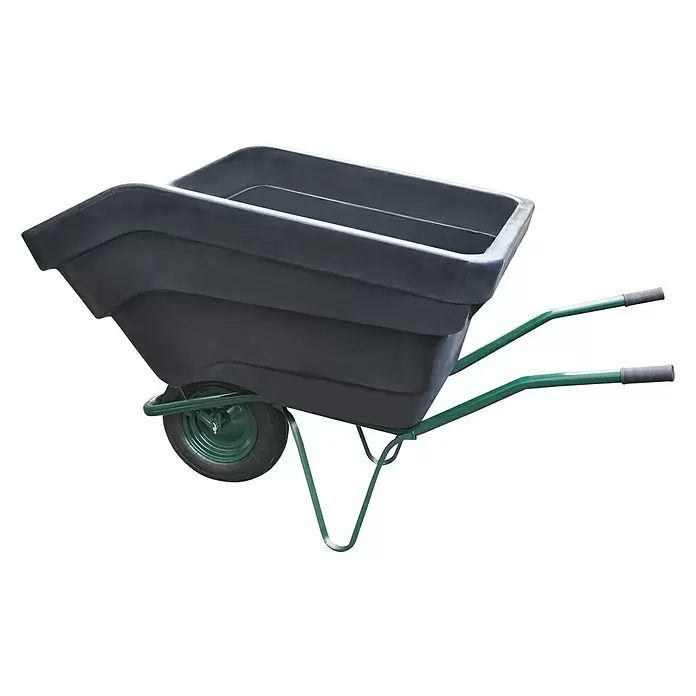 Schubkarre Gardenline - Rad, 300 l, Material Wanne: Polyethylen, Pulverbeschichtet - Diagonale Ansicht