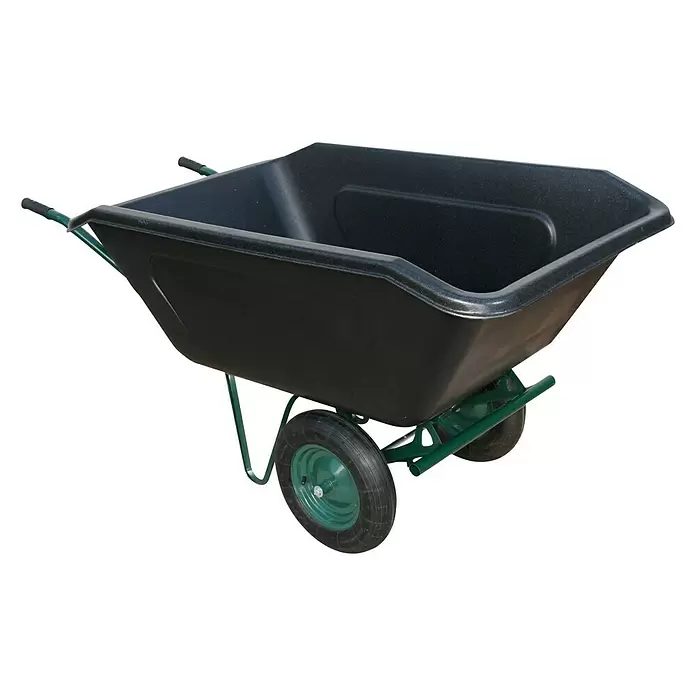 Schubkarre Gardenline - 2 Räder, 500 l, Material Wanne: Polyethylen, Pulverbeschichtet - Diagonale Ansicht