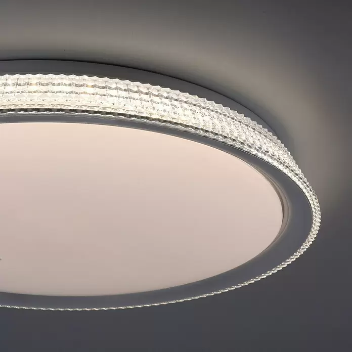 LeuchtenDirekt LED-Deckenleuchte rund - 40 W, Ø x H: 51 x 8 cm, Silber, Tageslichtweiß - Detailaufnahme