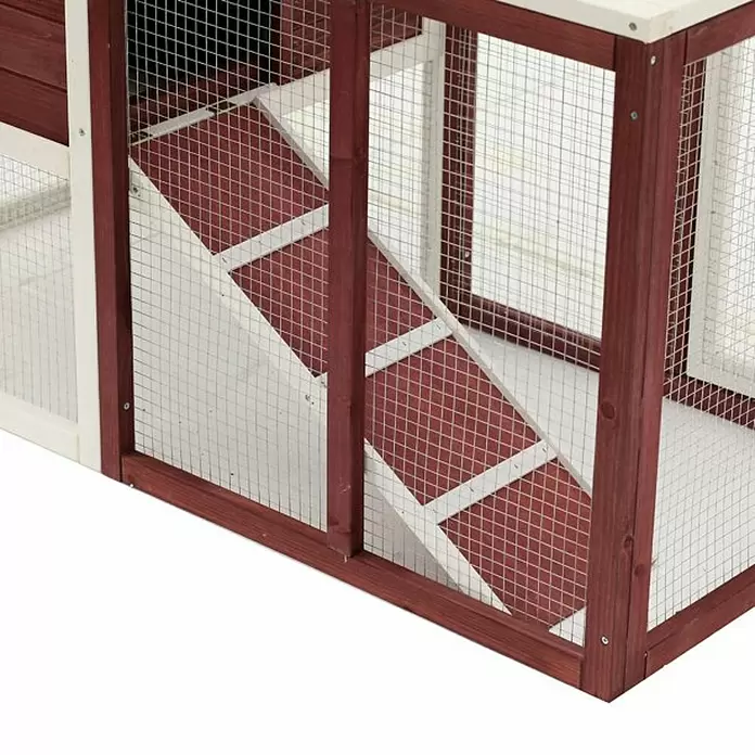 Kleintierstall - L x B x H: 122 x 69 x 93 cm, Braun/Weiß - Detailaufnahme