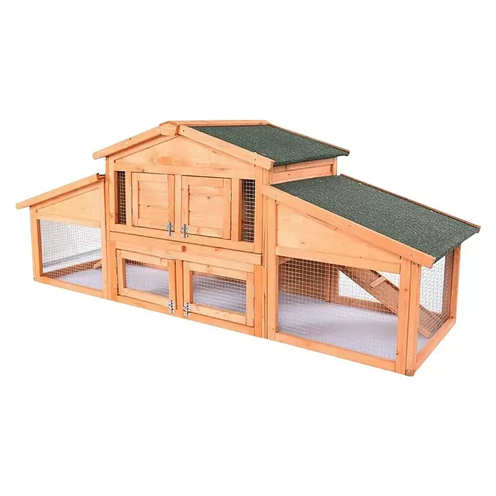 Kleintierstall - L x B x H: 180 x 72 x 62 cm, Natur - Diagonale Ansicht