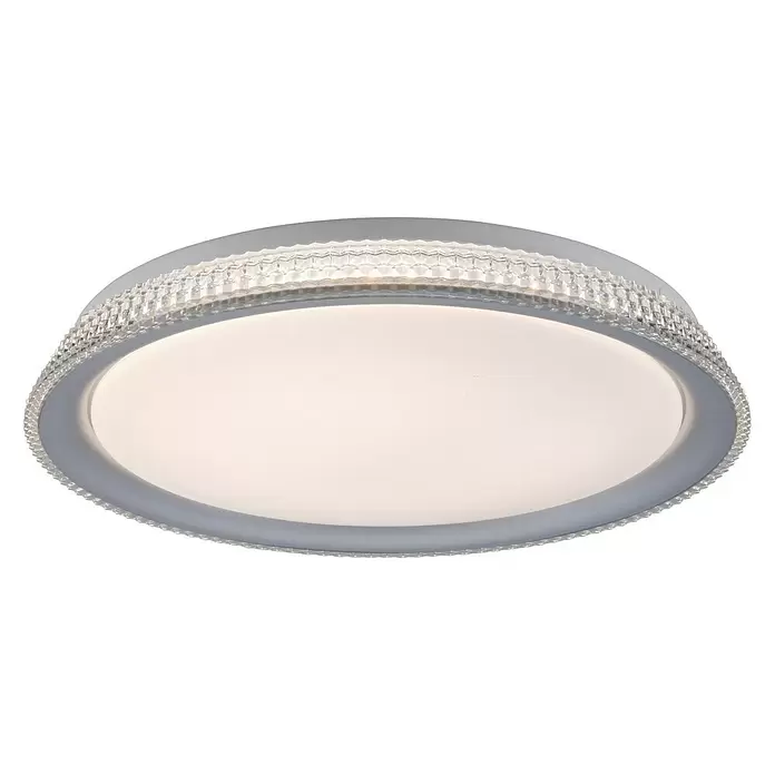 LeuchtenDirekt LED-Deckenleuchte rund - 24 W, Ø x H: 40 x 7,4 cm, Silber, Tageslichtweiß - Diagonale Ansicht