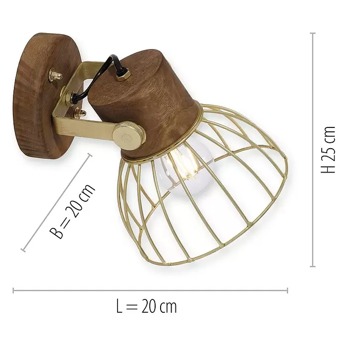 LeuchtenDirekt Deckenstrahler - 60 W, L x B x H: 20 x 20 x 20 cm, E27, 1 Stk. - Skizze