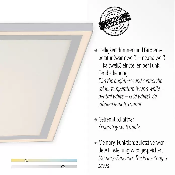 LeuchtenDirekt LED-Deckenleuchte - 59 W, L x B x H: 67,7 x 67,7 x 5,8 cm, Weiß, Sonstige