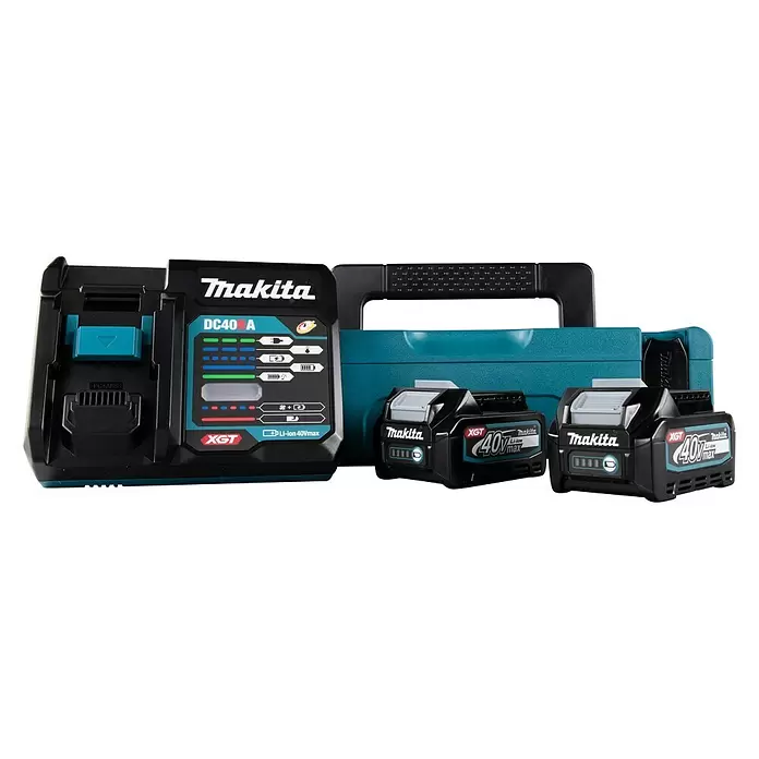Makita XGT 40 V max. Accu en lader - 40 V, 2 accu's, 2,5 Ah, Passend bij: Makita 40 V max. XGT-serie - Vooraanzicht