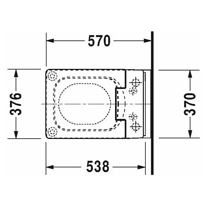 Duravit Vero Air Wand-WC Typ 2 - Spülrandlos, Mit schmutzabweisender Glasur, Spülform: Tief, WC Abgang: Waagerecht, Weiß - Skizze