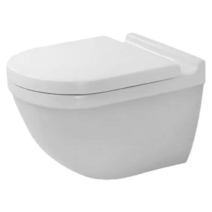 Duravit Starck 3 Wand-WC - Spülrandlos, Mit schmutzabweisender Glasur, Spülform: Tief, WC Abgang: Waagerecht, Weiß - Diagonale Ansicht