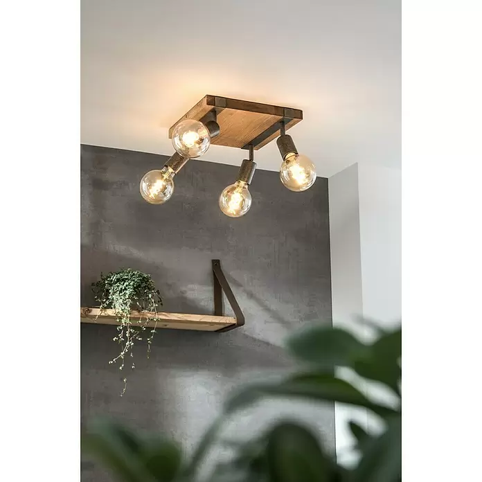 Tween Light Deckenstrahler Rom - 100 W, L x B x H: 28 x 28 x 9 cm, Braun/Schwarz - Stimmungsaufnahme