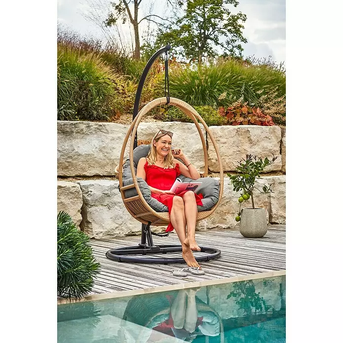 Sunfun Melina Viseća fotelja - D x Š x V: 92 x 85 x 112,5 cm, Sive boje - Proizvod u upotrebi