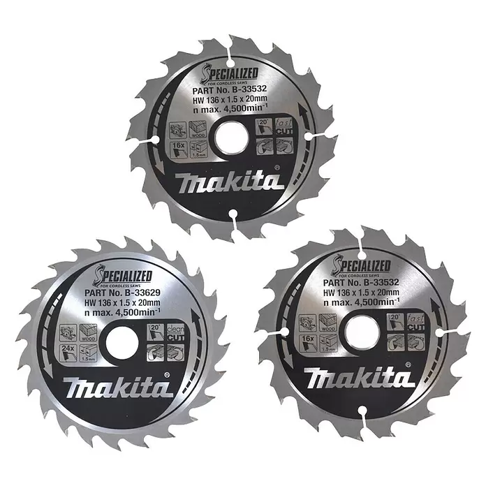 Makita Sägeblatt-Set B-33897 - Durchmesser: 136 mm, 3 -tlg. - Vorderansicht