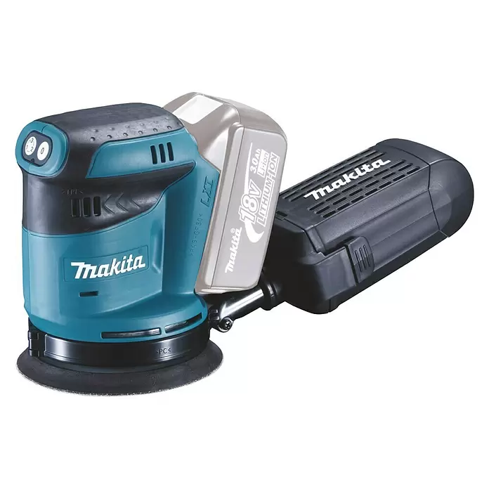 Makita Akku-Exzenterschleifer DBO180Z - 18 V, Ohne Akku, 5 Ah, Durchmesser Schleifteller: 125 mm - Diagonale Ansicht