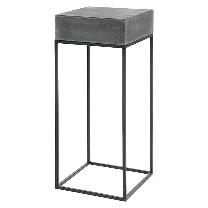 Beistelltisch - L x B x H: 25 x 25 x 58 cm, Schwarz, Grau - Diagonale Ansicht
