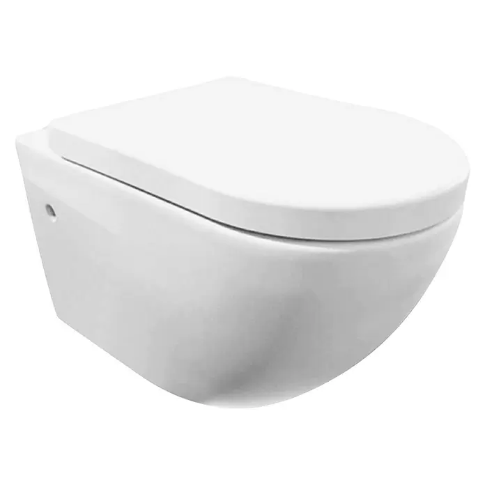 Best Design Hangend toiletset Molina - Met spoelrand, Spoelvorm: Diep, Glanzend Wit - Diagonaal zicht