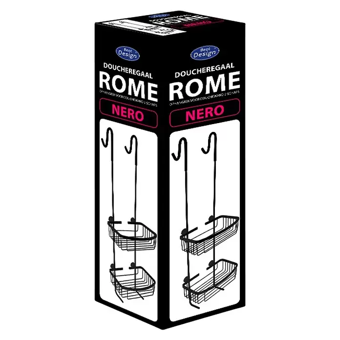 Best Design Douchekorf Rome-Steinhof Nero - 16 x 24,2 x 80,4 cm, Mat Zwart, Mat - Diagonaal zicht