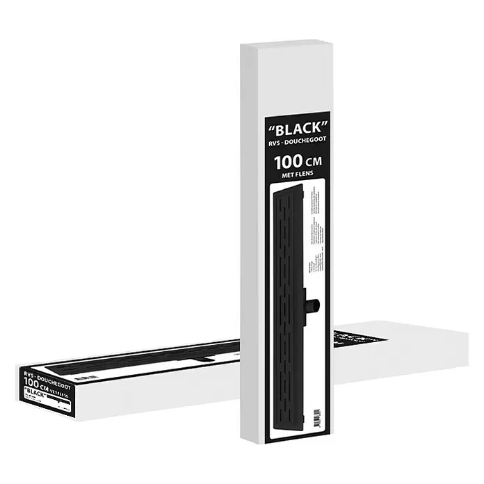 Best Design Douchegoot Black met flens - 100 cm, Roestvrij staal, Zwart - Diagonaal zicht