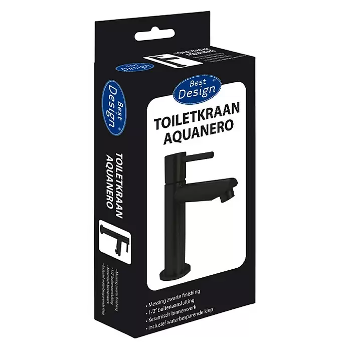 Best Design Fonteinkraan Nero - Mat Zwart, Mat - Diagonaal zicht