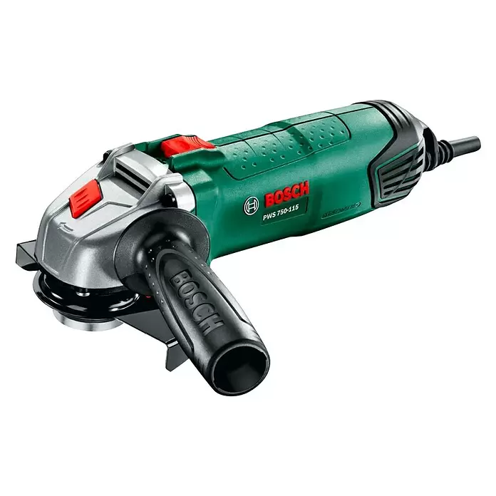 Bosch Kutna brusilica PWS 750-115 - 750 W, Promjer rezne ploče: 115 mm, Broj okretaja pri praznom hodu: 12.000 okr/min - Dijagonalni pogled