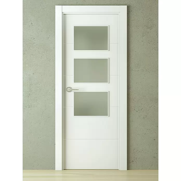 PortStylo Puerta acristalada Recife - 72,5 x 203 cm, Derecha, Blanco lacado, Maciza aligerada, Vidriera - Foto ambiente