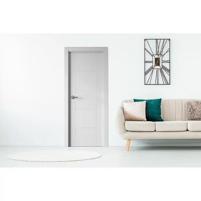 PortStylo Puerta interior Caracas - 72,5 x 203 cm, Apertura según normativa: Derecha, Blanco lacado, Maciza aligerada - Foto ambiente