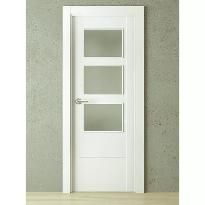 PortStylo Puerta acristalada Caracas - 72,5 x 203 cm, Derecha, Blanco lacado, Maciza aligerada, Vidriera - Foto ambiente
