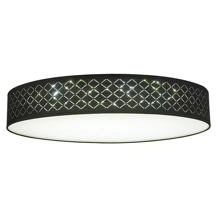 Globo LED-Deckenleuchte rund Clarke - 60 W, Ø x H: 60 x 12 cm, Schwarz/Gold/Nickel, Warmweiß - Diagonale Ansicht