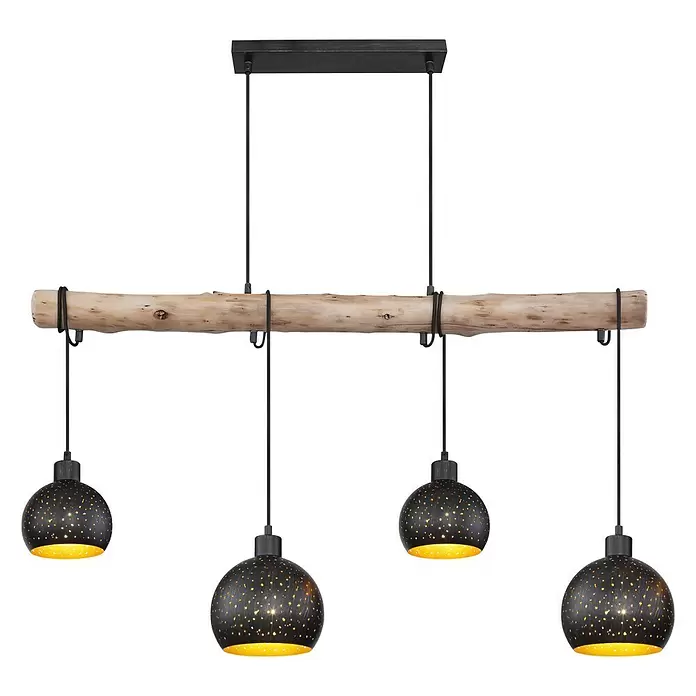 Globo Pendelleuchte Adaja - 160 W, L x B x H: 100 x 18 x 120 cm, Schwarz/Gold, E27 - Vorderansicht