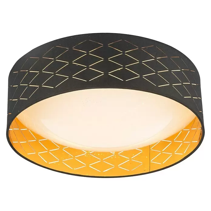 Globo LED-Deckenleuchte rund Clarke - 18 W, Ø x H: 40 x 12 cm, Schwarz/Gold/Weiß, Warmweiß - Ansicht von unten