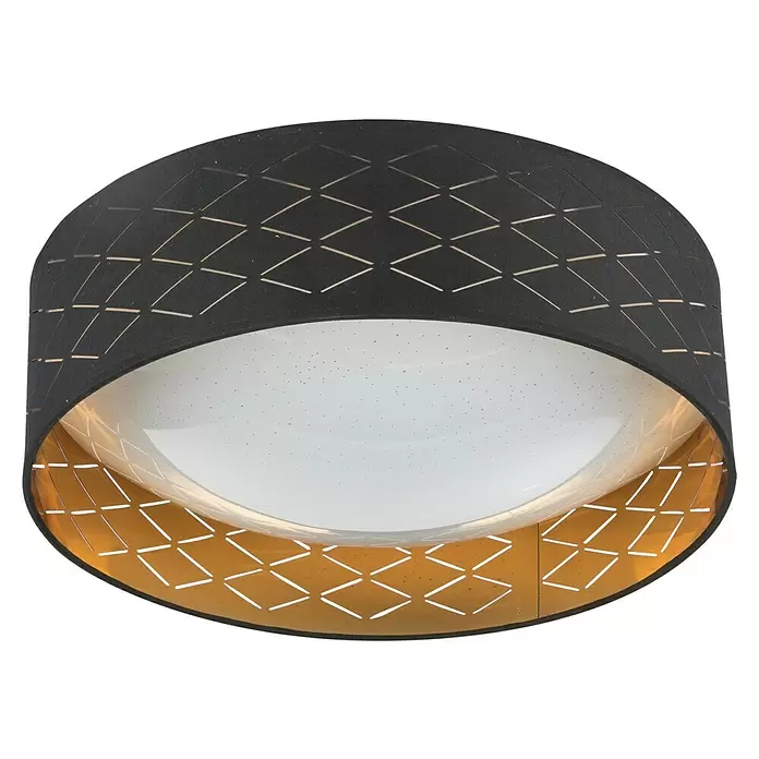 Globo LED-Deckenleuchte rund Clarke - 18 W, Ø x H: 40 x 12 cm, Schwarz/Gold/Weiß, Warmweiß - Ansicht von unten