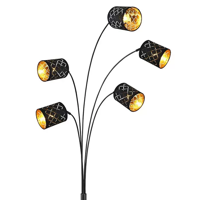 Globo Stehleuchte Clarke - 125 W, L x B x H: 85 x 130 x 204 cm, Schwarz/Gold, E14 - Detailaufnahme
