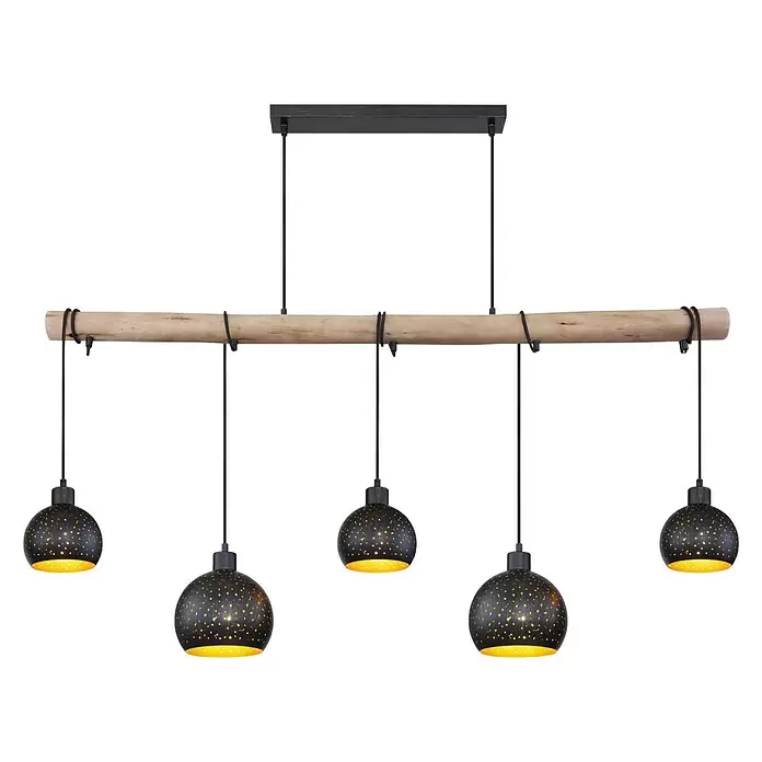 Globo Pendelleuchte Adaja - 200 W, L x B x H: 130 x 18 x 120 cm, Schwarz/Gold, E27 - Vorderansicht