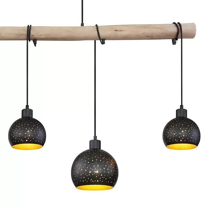 Globo Pendelleuchte Adaja - 200 W, L x B x H: 130 x 18 x 120 cm, Schwarz/Gold, E27 - Detailaufnahme
